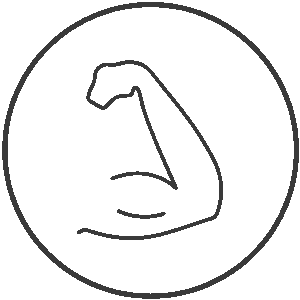 Icon of a flexed arm muscle symbolizing strength and body toning