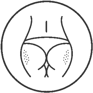 Female lower body contour with dotted areas indicating cellulite zones